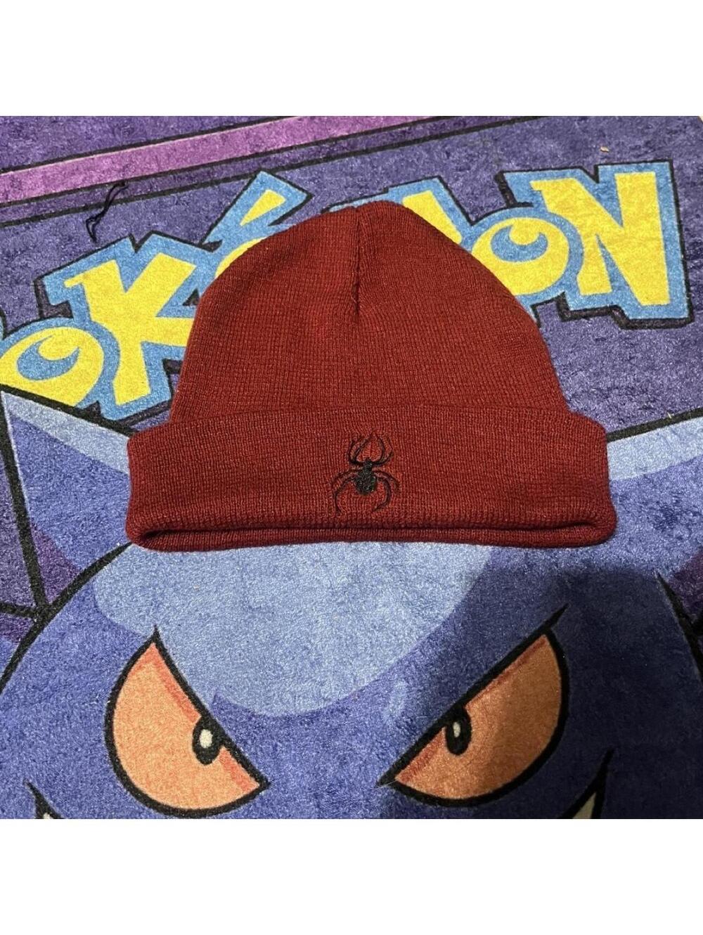 Spiderman burgundy winter skater beanie